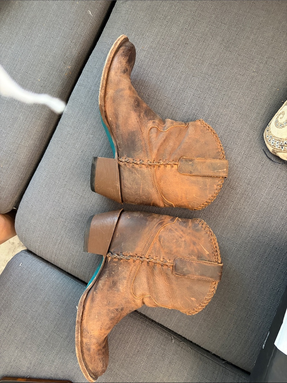Women’s Distressed Brown Leather Ankle Booties